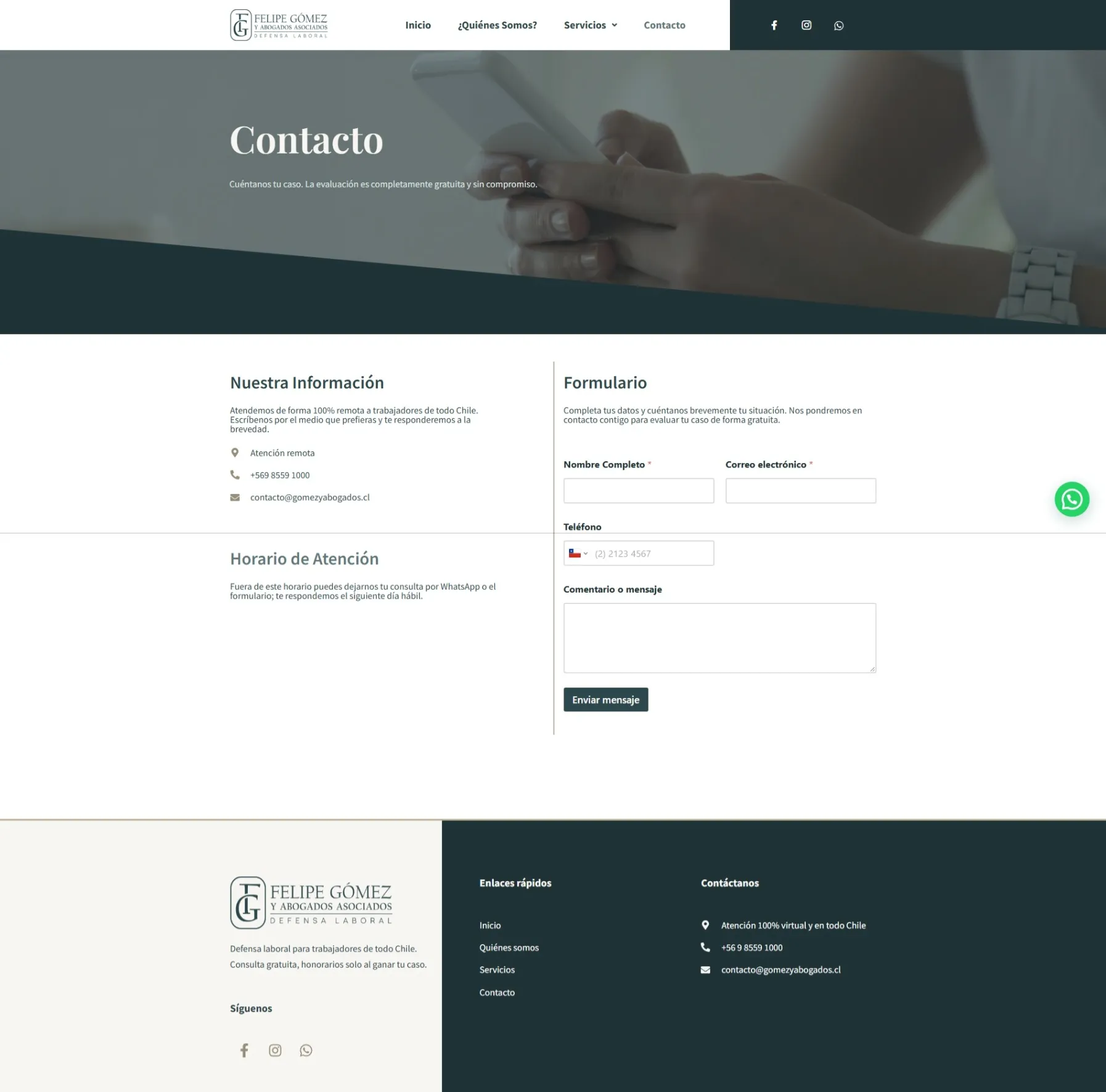 Captura de Gómez y Abogados, página 4